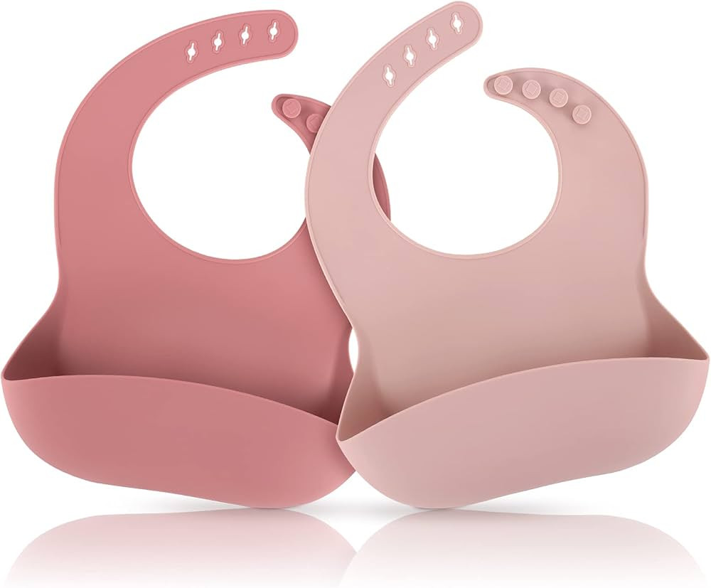 ME.FAN Silicone Baby Bibs for Babies & Toddlers | Adjustable Silicone Bibs 2 Set | Amazon (US)