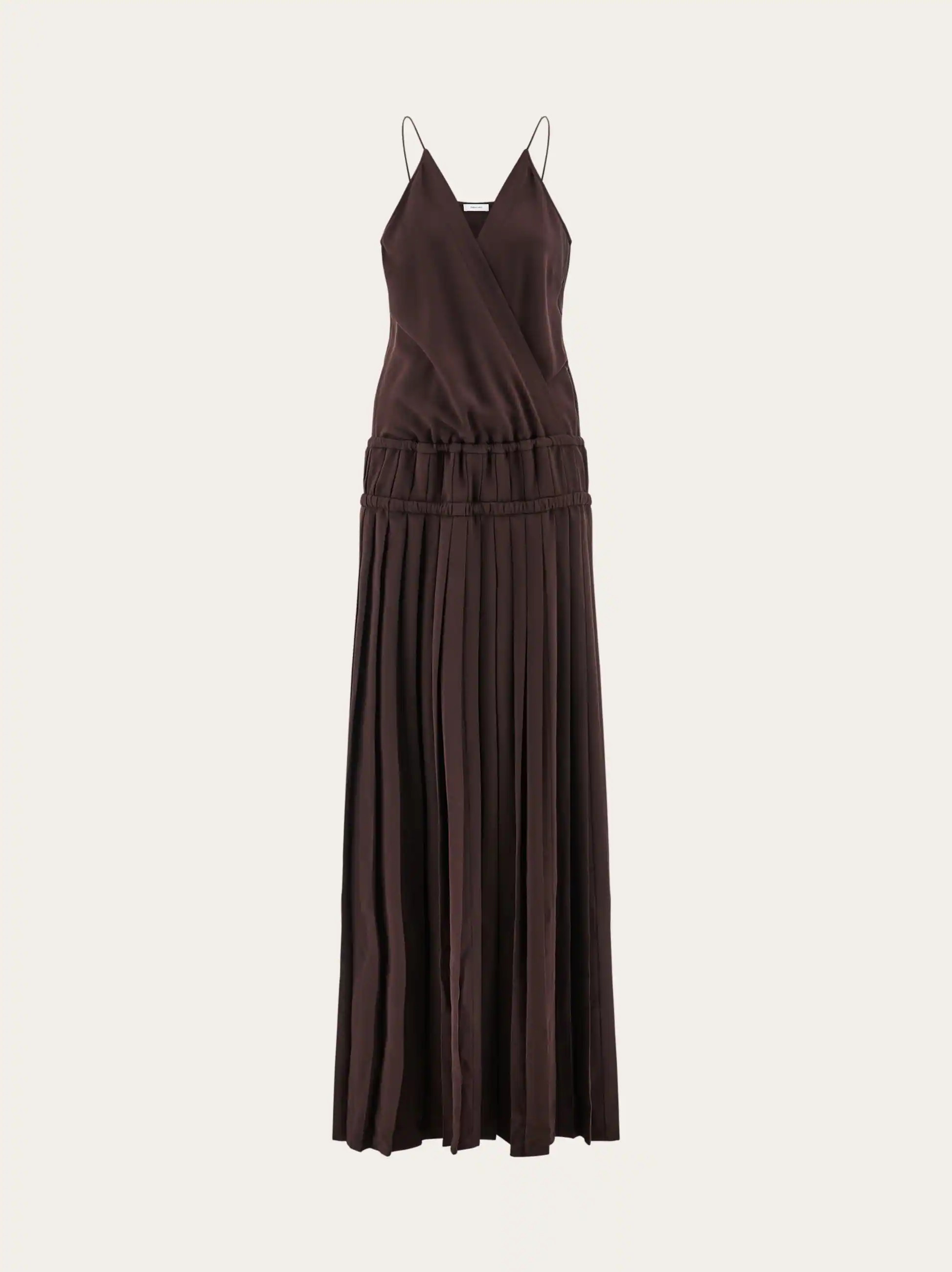 Ferragamo Women Long dress with pleated skirt Brown | Ferragamo