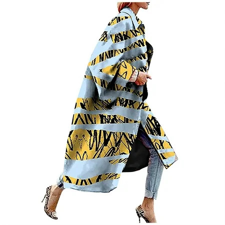 Swiusd Womens Trench Coat Fashion Women Printed Pocket Jacket Outerwear Cardigan Overcoat Long Coat  | Walmart (US)