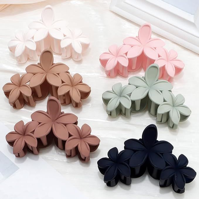 Ahoney 6PCS Flower Claw Clips Cute Hair Clips for Women Strong Hold Nonslip, Big Claw Clip for Th... | Amazon (US)