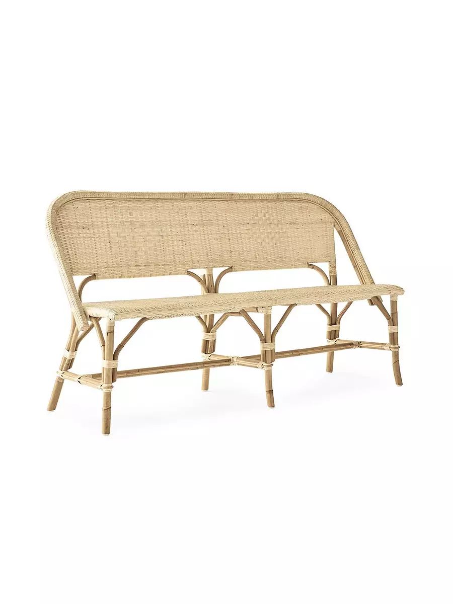 Sunwashed Riviera Rattan Bench | Serena and Lily