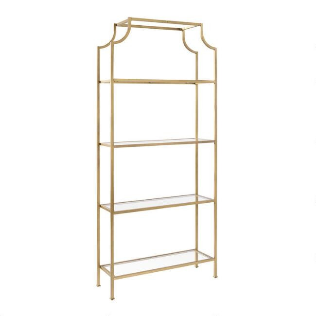 Tall Metal and Glass Milayan Bookshelf | World Market