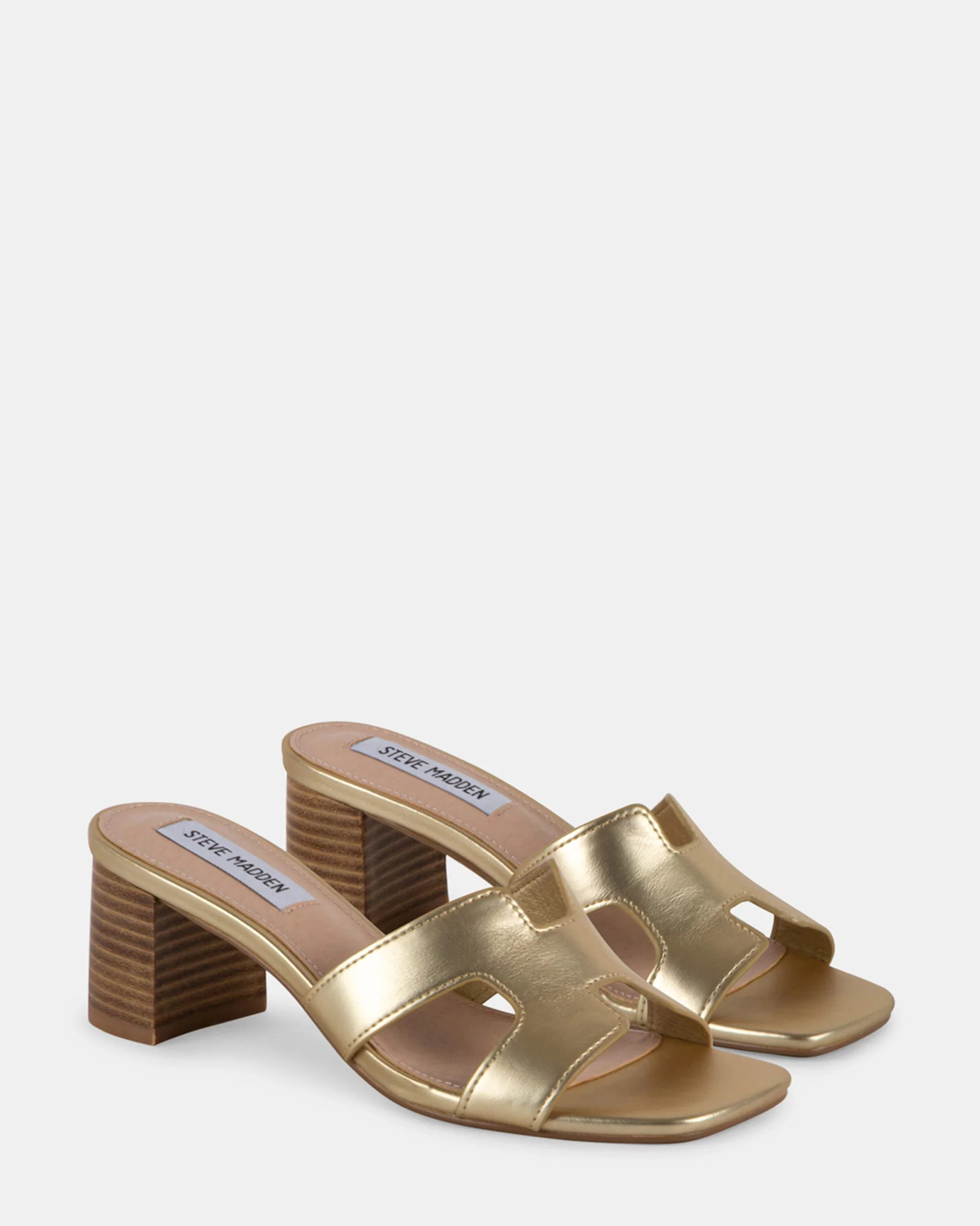 VALUE Gold Block Heel Mules | Women's Designer Heels | Steve Madden (Canada)