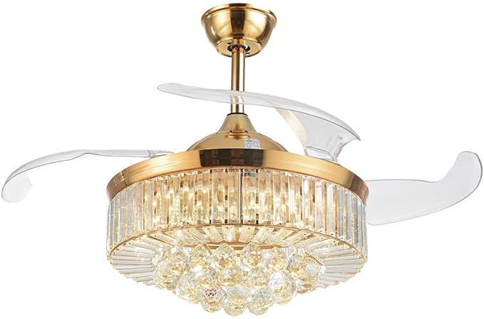 US DELIVER Modern Dimmable Fandelier Crystal Ceiling Fan with Lights and Remote Invisible Retract... | Amazon (US)