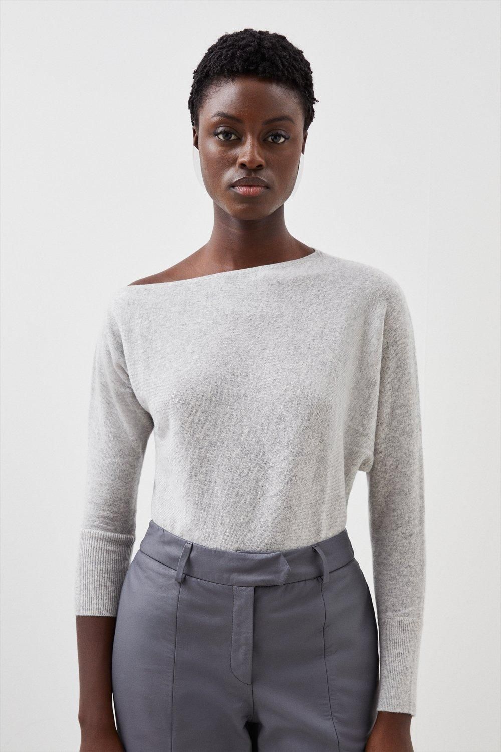 Cashmere Asymmetric Knit Sweater | Karen Millen US