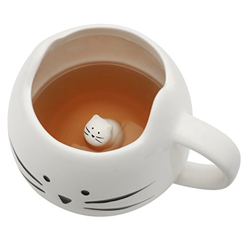 Koolkatkoo Cute Cat Coffee Mug for Cat Lovers Women Girls Ceramic Kitty Water Mugs 12 oz Small Cup White | Amazon (US)