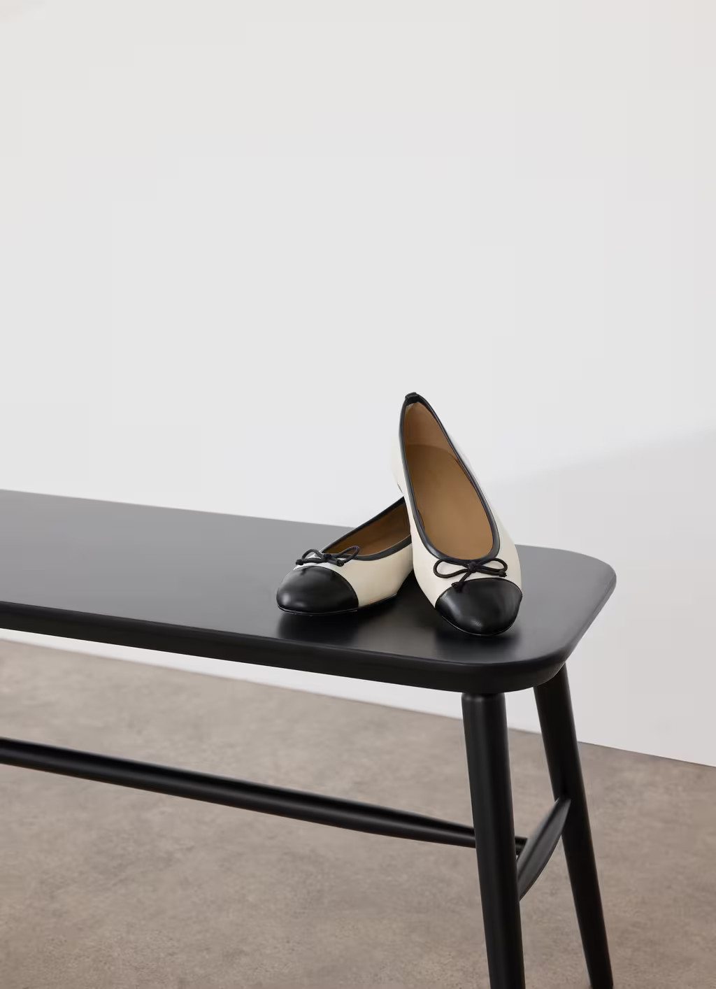 Kara White And Black Leather Toe Cap Ballerina Flats | L.K. Bennett (UK)
