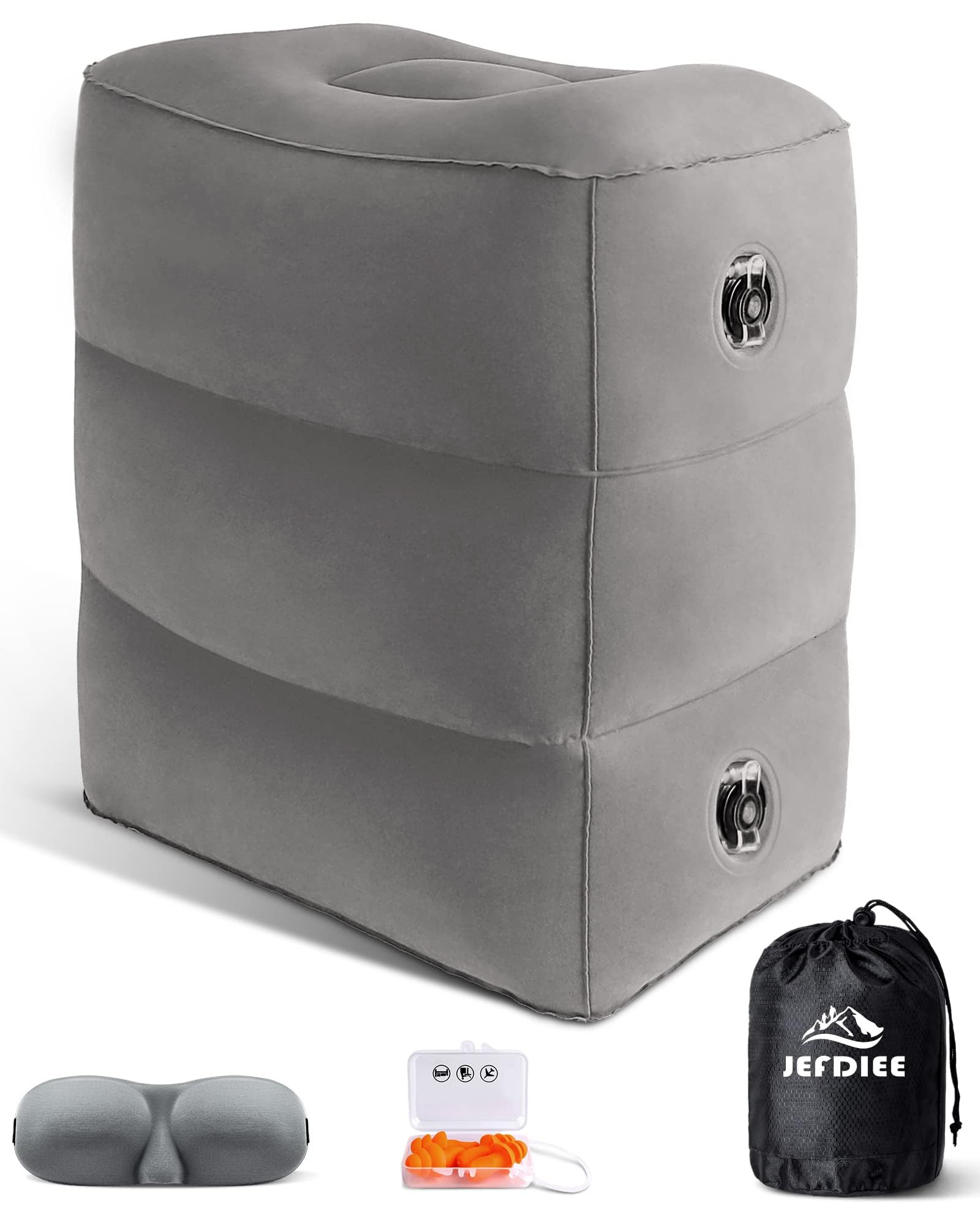 JefDiee Inflatable Foot Rest Pillow, Kids Airplane Bed, Adjustable 3 Layers Height Leg Rest Pillo... | Amazon (US)