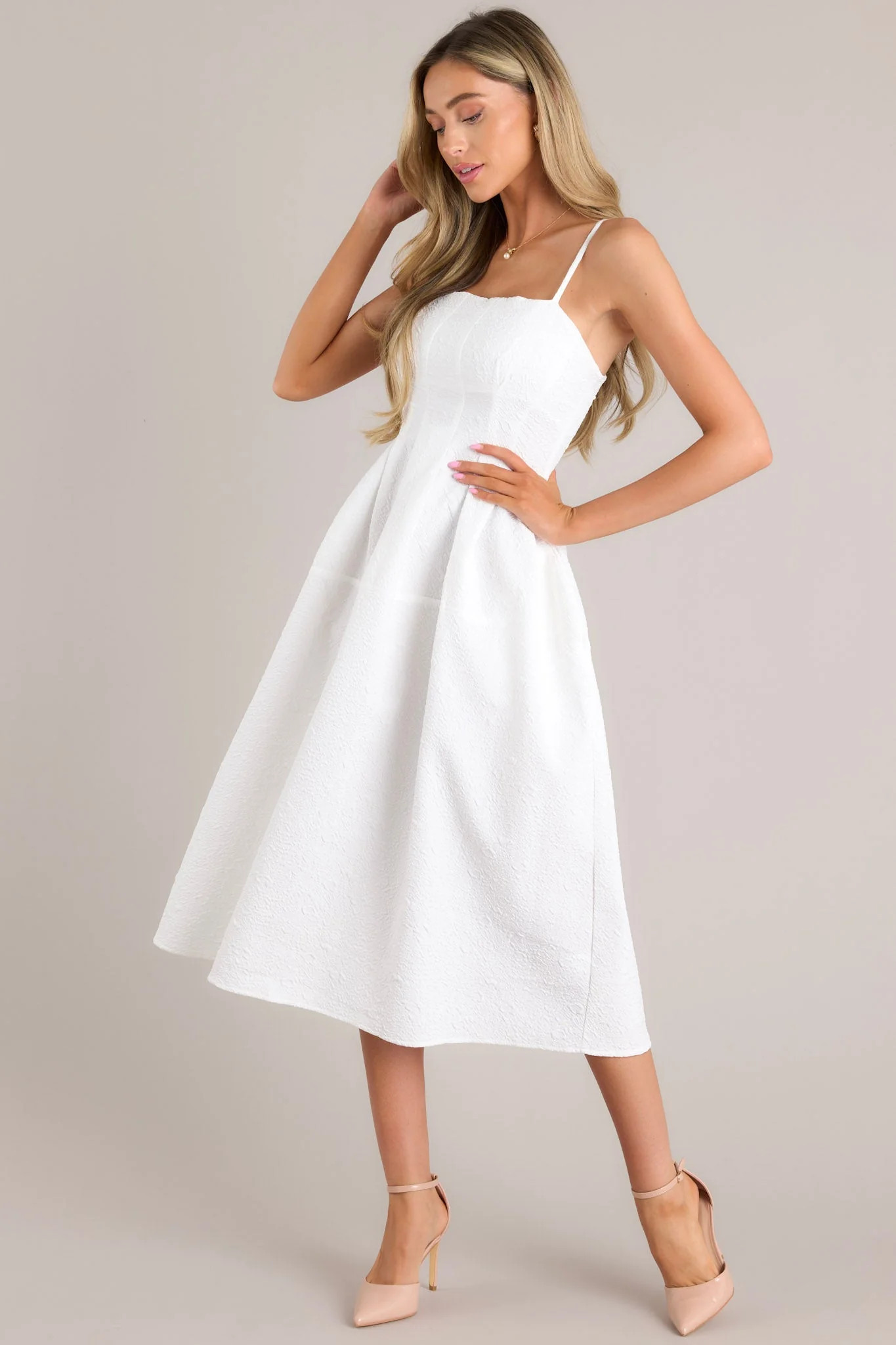 Midnight Melodies White Midi Dress | Red Dress