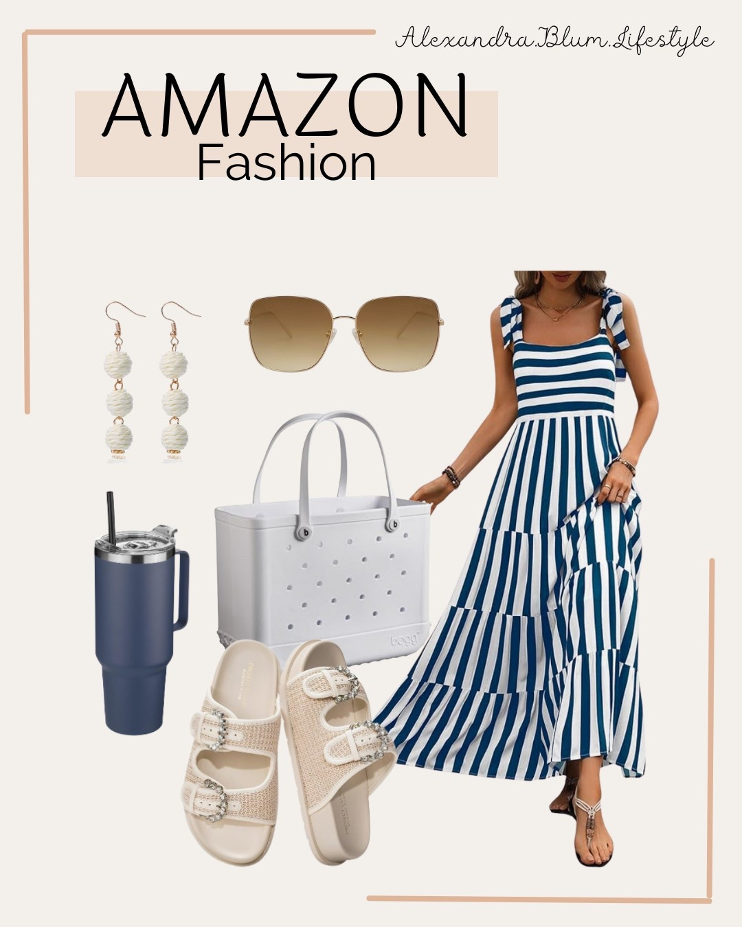 Cute blue and white stripe maxi dress, blue and white print maxi dress, white sandals! Summer outfit! Vacation outfit! Date night outfit! Honeymoon dress! 4th of July outfit idea!

#LTKFindsUnder100 #LTKBump #LTKItBag