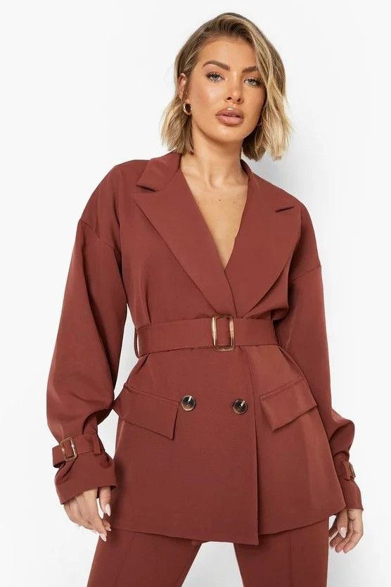Buckle Detail Belted Tailored Blazer | Boohoo.com (UK & IE)