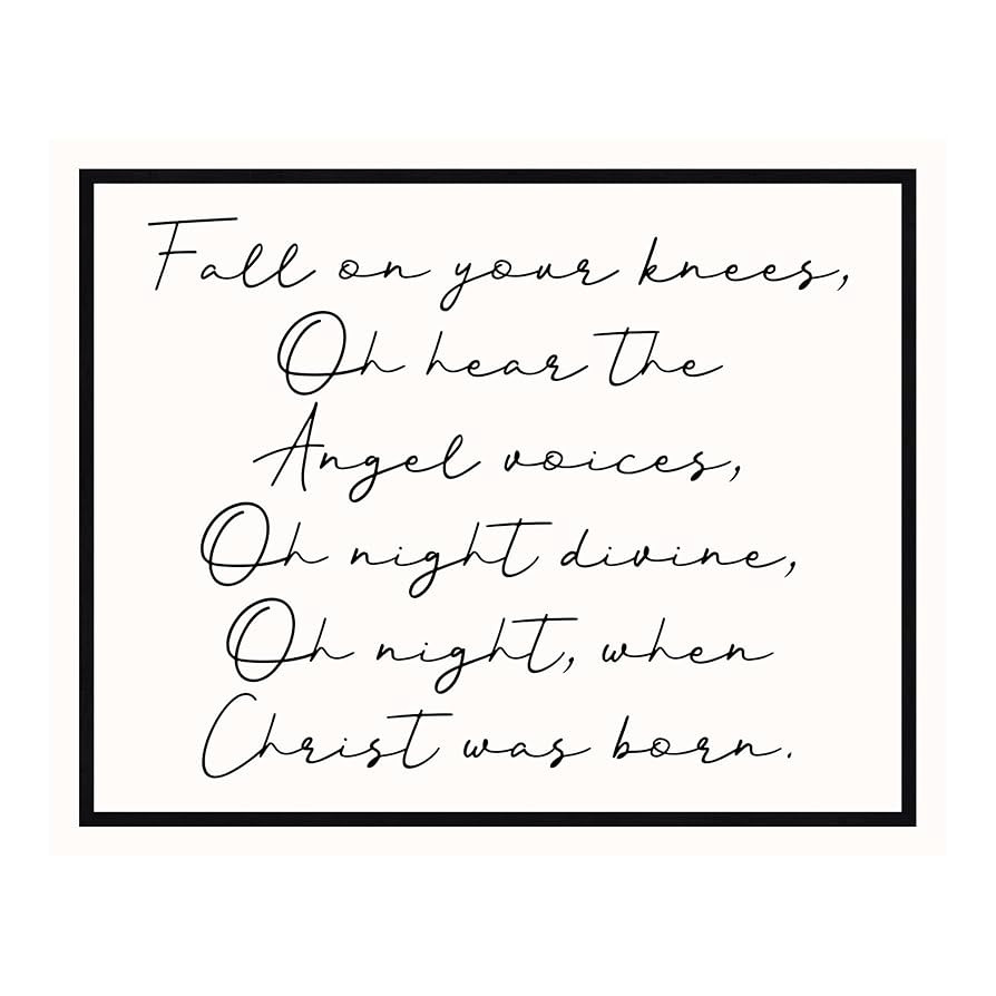 Oh Night, When Christ Was Born - Christmas Song Wall Art, Christian Typographic Holiday Wall Decor P | Amazon (US)