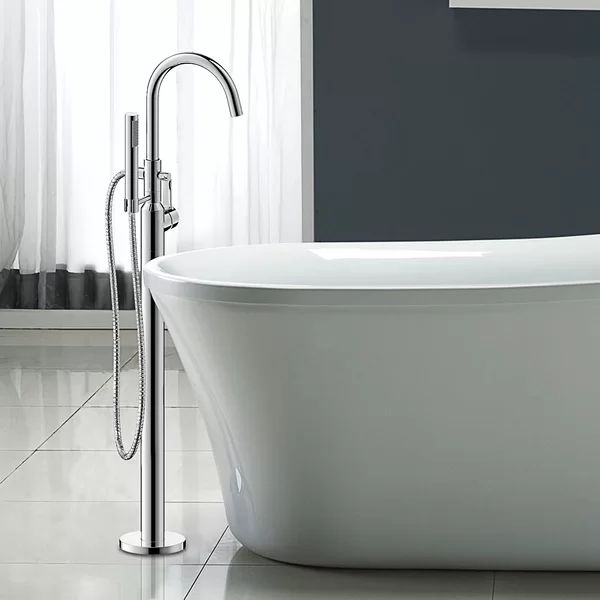 UF66203 Euro Single Handle Floor Mounted Freestanding Tub Filler | Wayfair North America