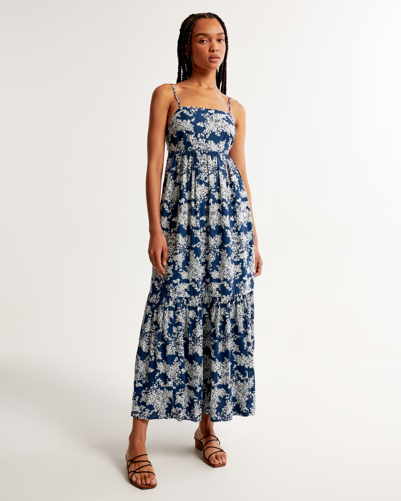 Women's Low Back Tiered Maxi Dress | Women's Dresses & Jumpsuits | Abercrombie.com | Abercrombie & Fitch (US)