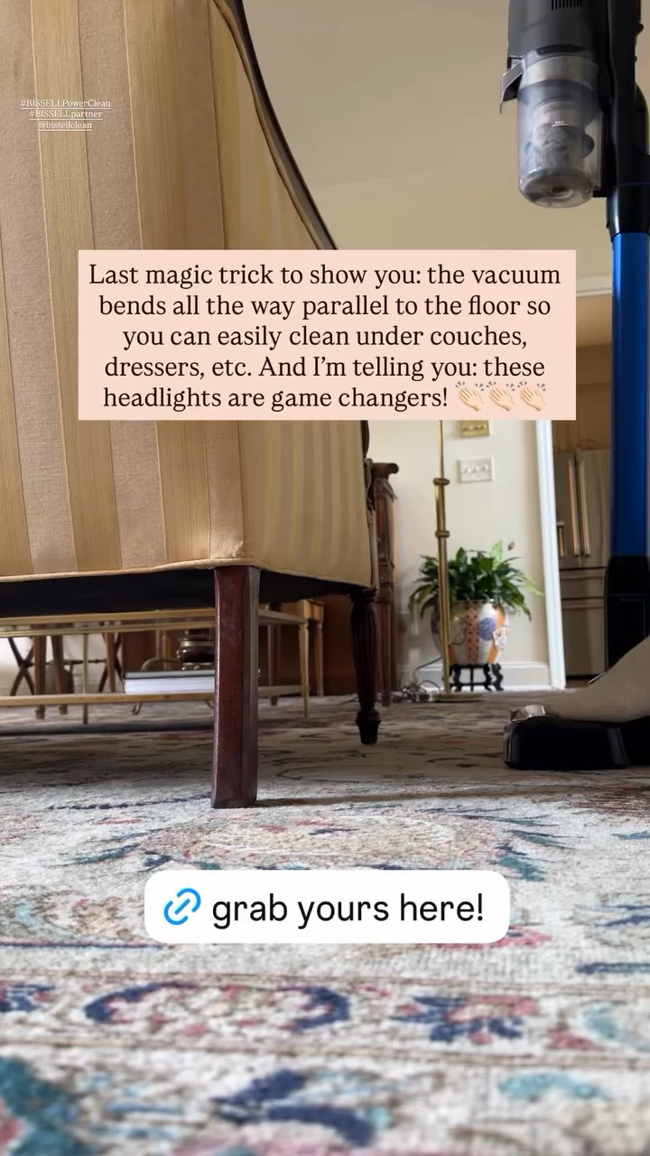#BISSELLPowerClean 
#BISSELLpartner
@bissellclean  Last magic trick to show you: the vacuum bends all the way parallel to the floor so you can easily clean under couches, dressers, etc. And I’m telling you: these headlights are game changers! 👏🏻👏🏻👏🏻