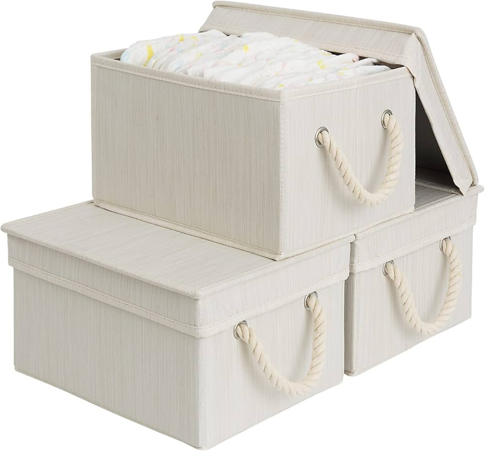 StorageWorks Storage Boxes with Lids, Closet Organizers and Storage Bin with Soft Rope Handles, M... | Amazon (US)