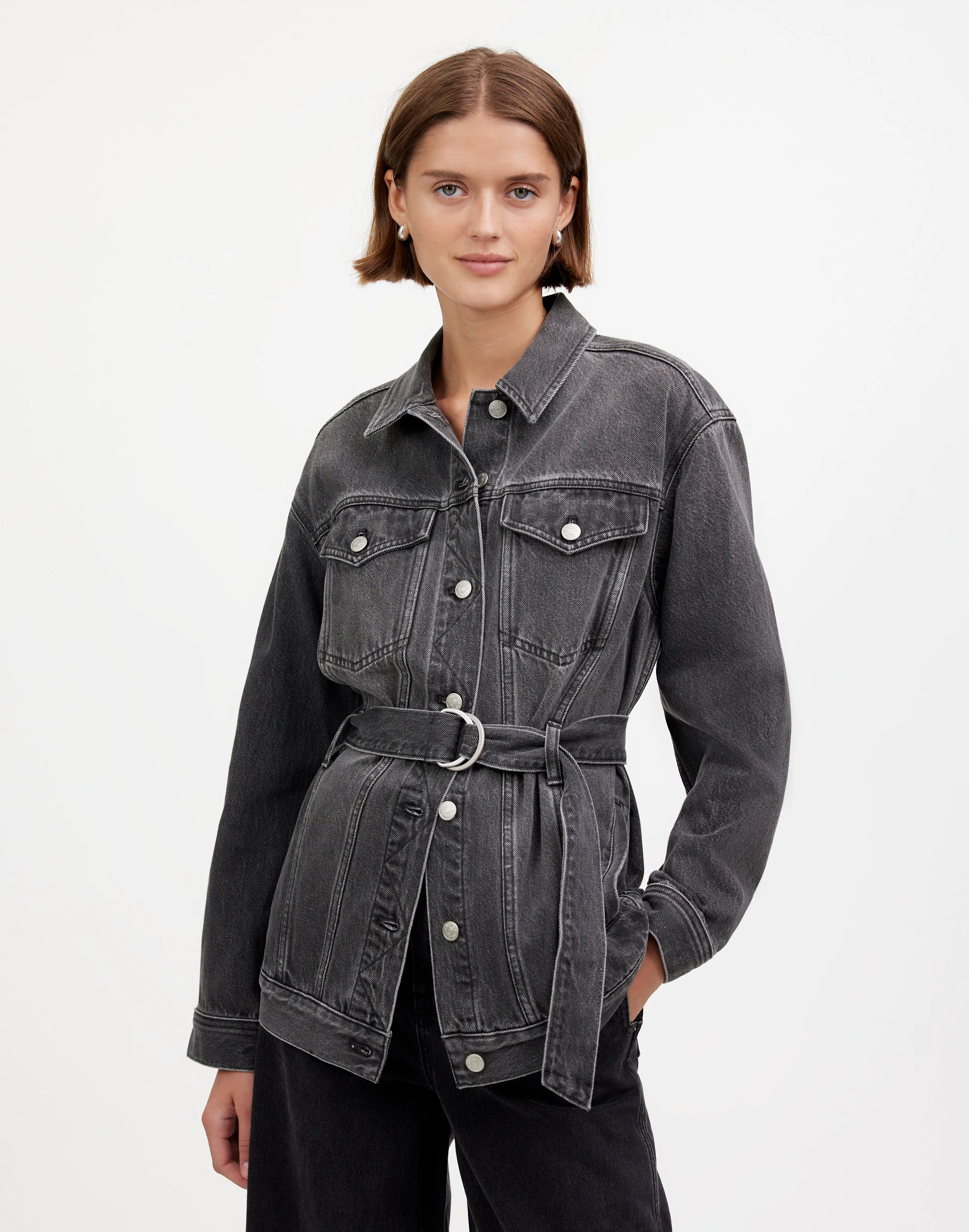 Belted Oversized Trucker Jean Jacket | Madewell | Madewell