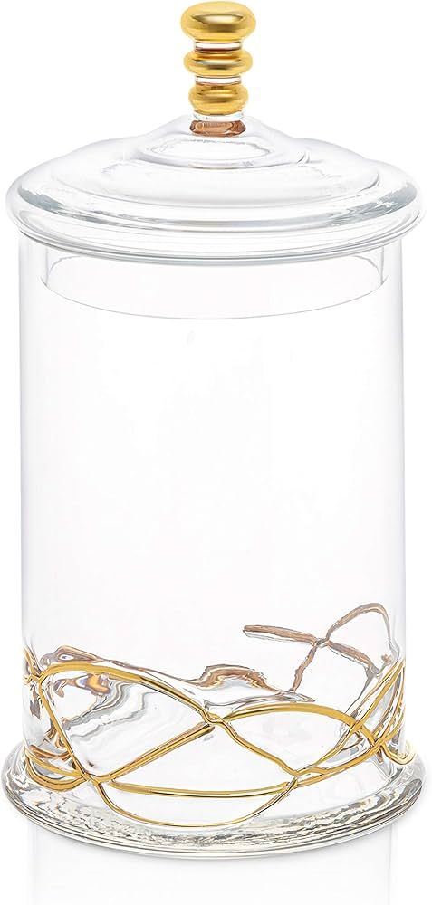 Glass Storage Cookie Jar with Glass Lid-14K Gold Design on Jar-12"H | Amazon (US)