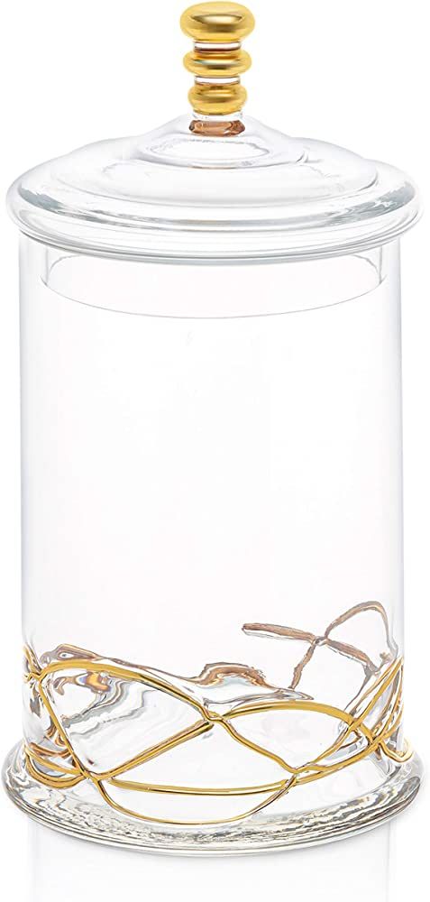 Glass Storage Cookie Jar with Glass Lid-14K Gold Design on Jar-12"H | Amazon (US)