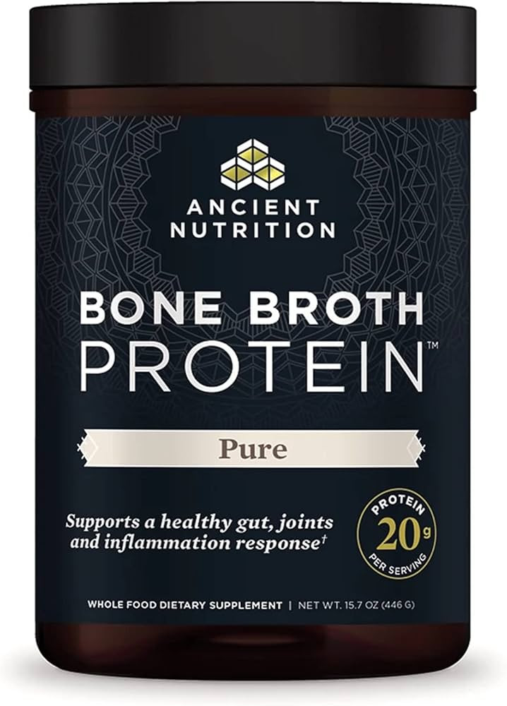 Ancient Nutrition Bone Broth Protein Powder, Pure Flavor, 20 Servings Size | Amazon (US)