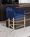 Iconic Home Cyrene Counter Stool Chair Velvet Upholstered Shelter Arm Shell Design 3 Legged Gold ... | Amazon (US)