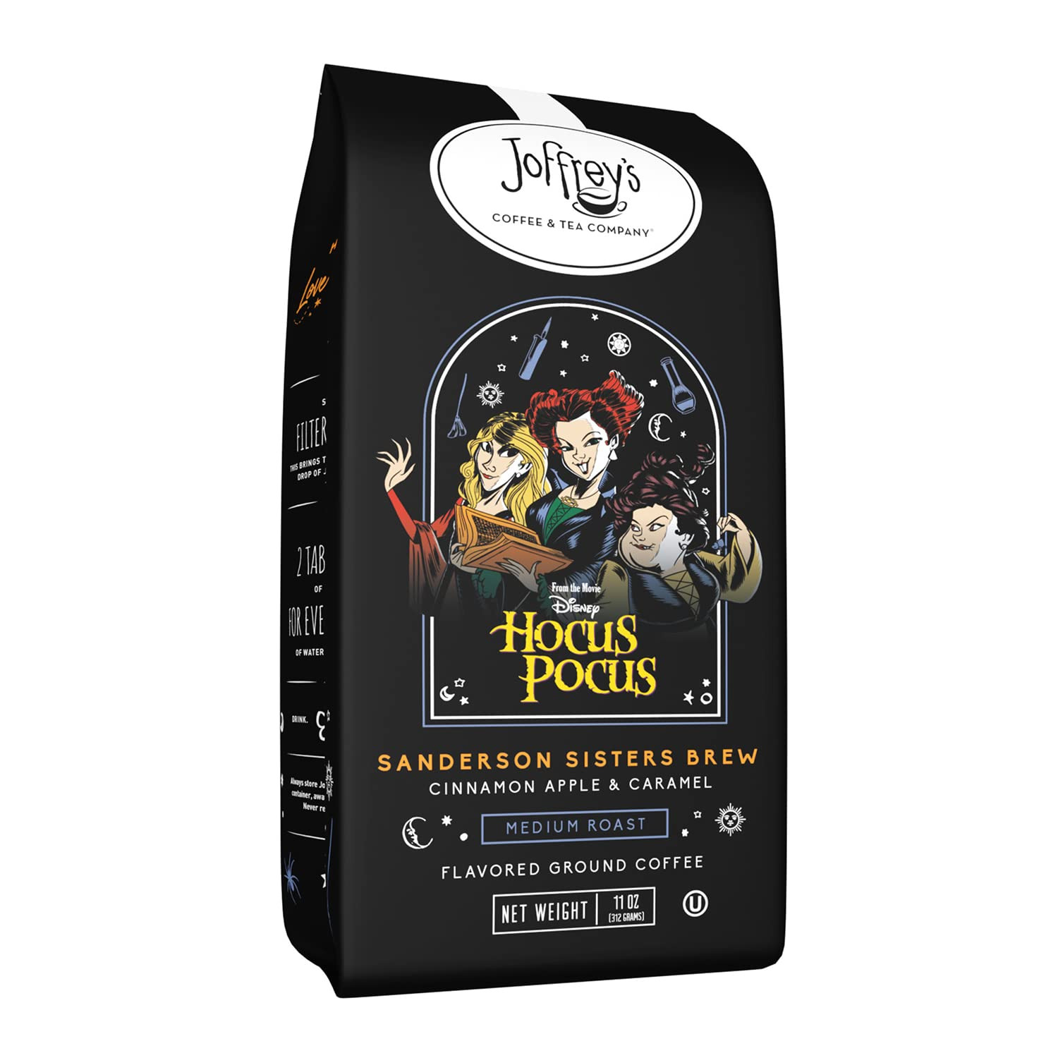 Joffrey's Coffee - Disney Hocus Pocus Sanderson Sisters Brew, Disney Specialty Collection, Medium Roast Flavored Coffee, Cinnamon Apple & Caramel Flavor, Brew or French Press (Ground, 11oz) | Amazon (US)