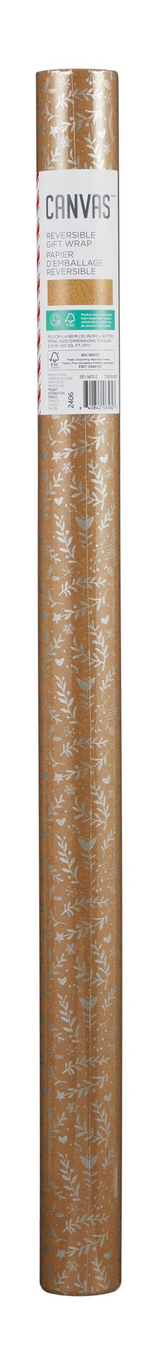CANVAS Reversible Holiday Gift Wrap Single Roll, Silver Frost, 40-sq.ft. | Canadian Tire