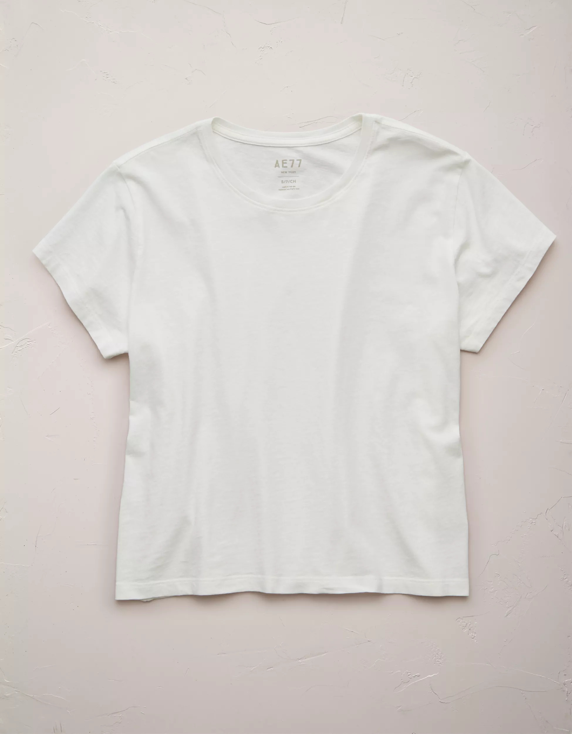 AE77 Premium Boxy Cropped Crewneck Tee | Aerie