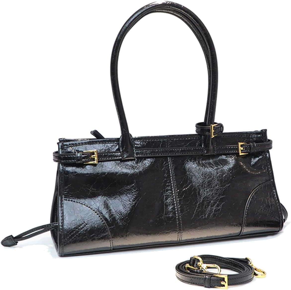P. Atelier Black Women's Crossbody handbags Black Purse Shoulder Bag Soft Faux Leather Zipper Closure | Amazon (US)