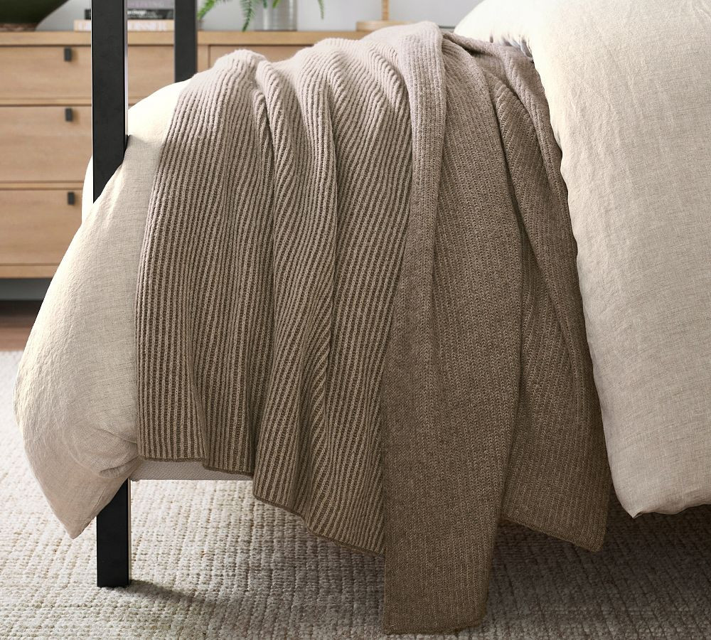 Reversible Rib Blanket, Flax, One Size | Pottery Barn (US)