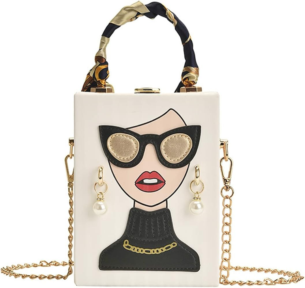 Novelty Unique 3D Lady Face PU Leather Top Handle Satchel Handbags for Women Funky Tote Purse Hob... | Amazon (US)