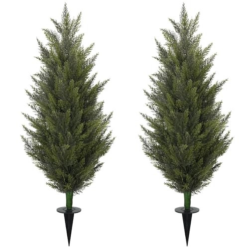 3.6FT Fake Topiary Trees Artificial Outdoor 2 Pcs Faux Cedar Tree UV Resistant Shrubs for Outdoor Patio, Porch, Garden Indoor Planters Home Decoration | Amazon (US)