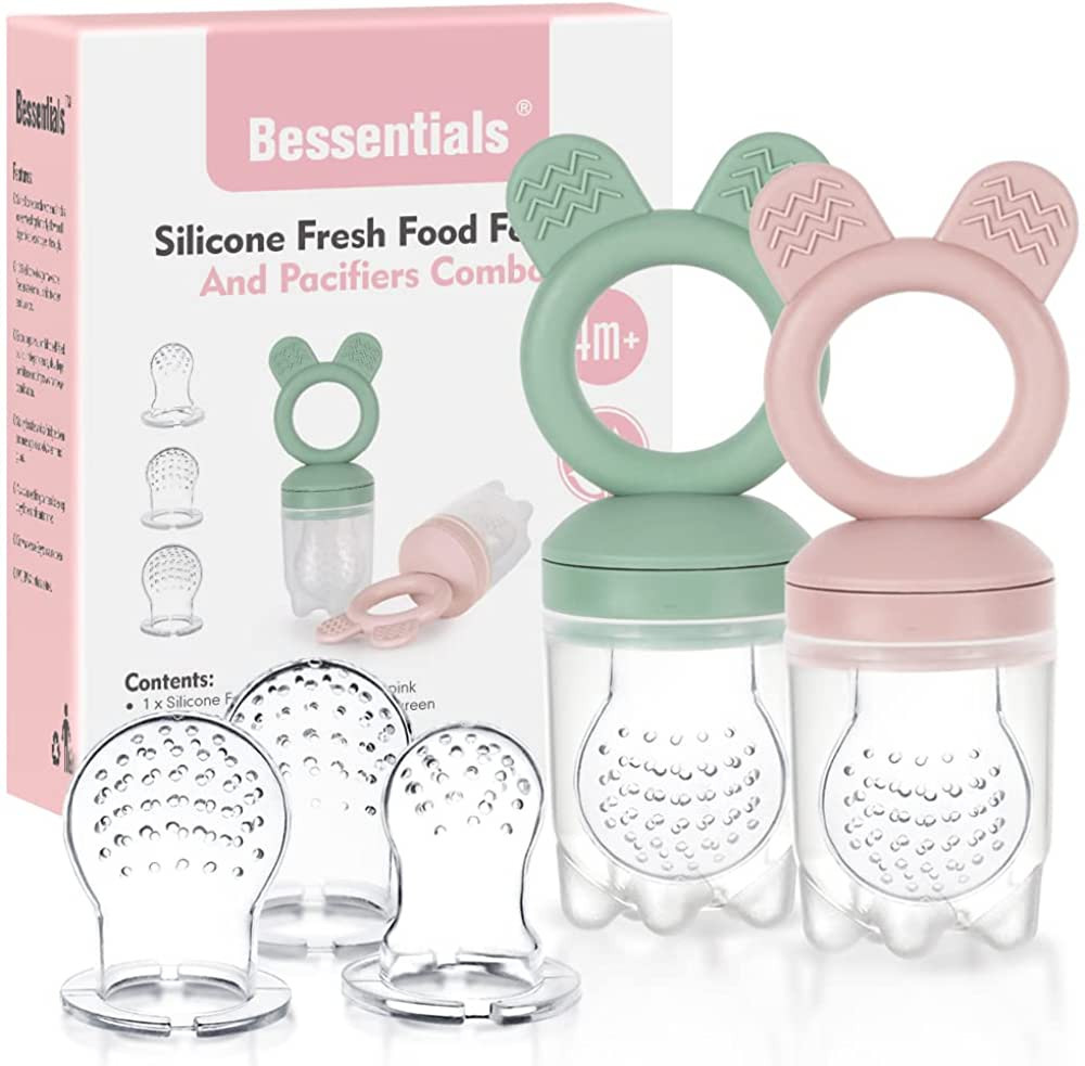 Baby Fruit Food Feeder Pacifier - 2 Packs Silicone Fresh Fruit Feeder BPA Free [3 Sizes Silicone ... | Amazon (US)