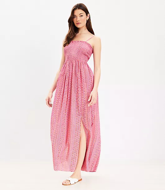Loft LOFT Beach Zig Zag Smocked Maxi Cami Dress | LOFT