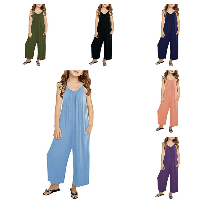 FAIWAD Toddler Baby Girl Clothes Summer Romper Sleeveless Wide Leg Jumpsuit Pants With Pockets Ki... | Walmart (US)