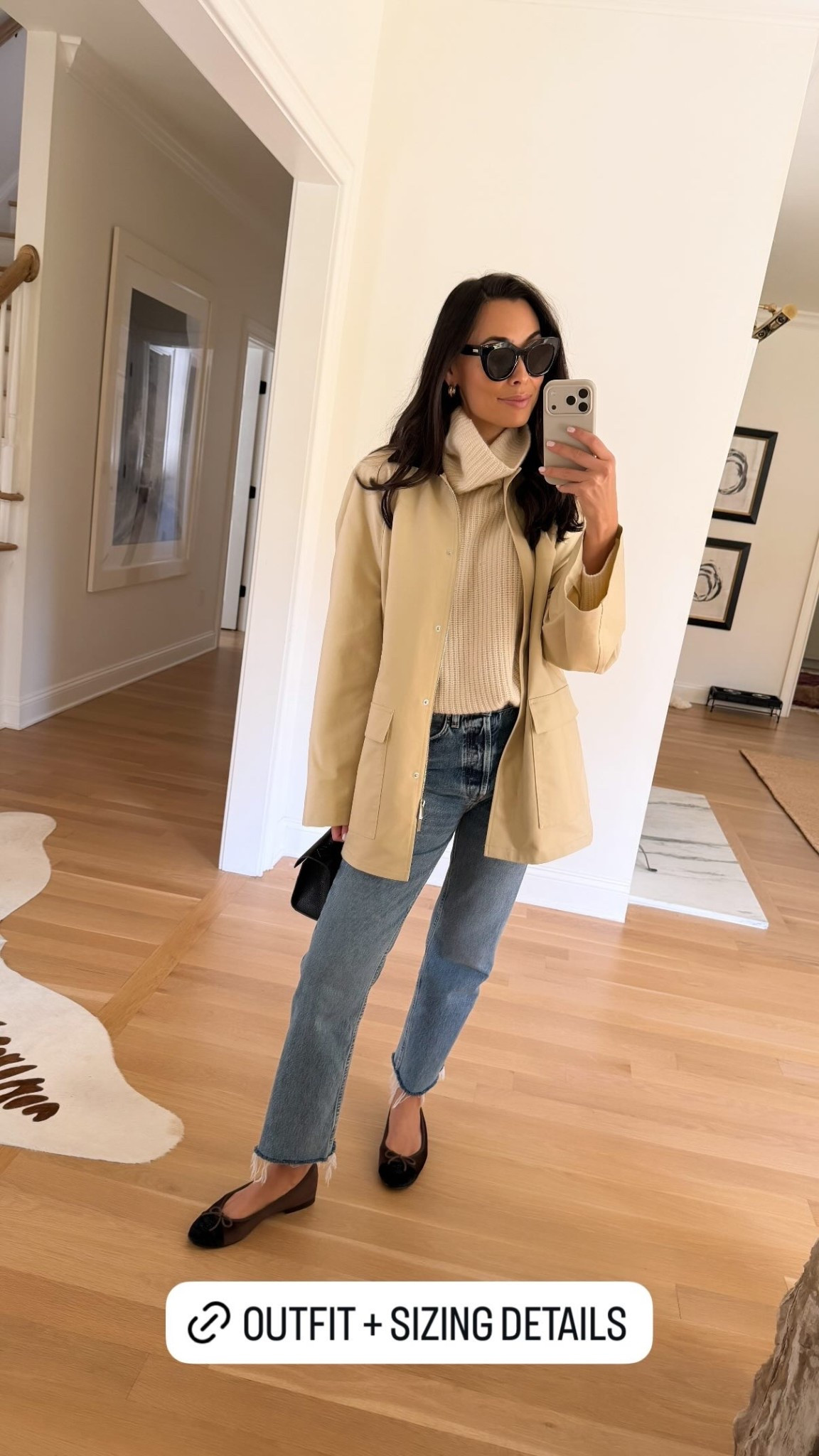 Easy winter outfit, fall outfit, Toteme denim jeans, Toteme barn jacket, Chanel velvet ballet flat, Kat Jamieson style, classic outfit. 

#LTKdayinmylife #LTKSeasonal #LTKootd
