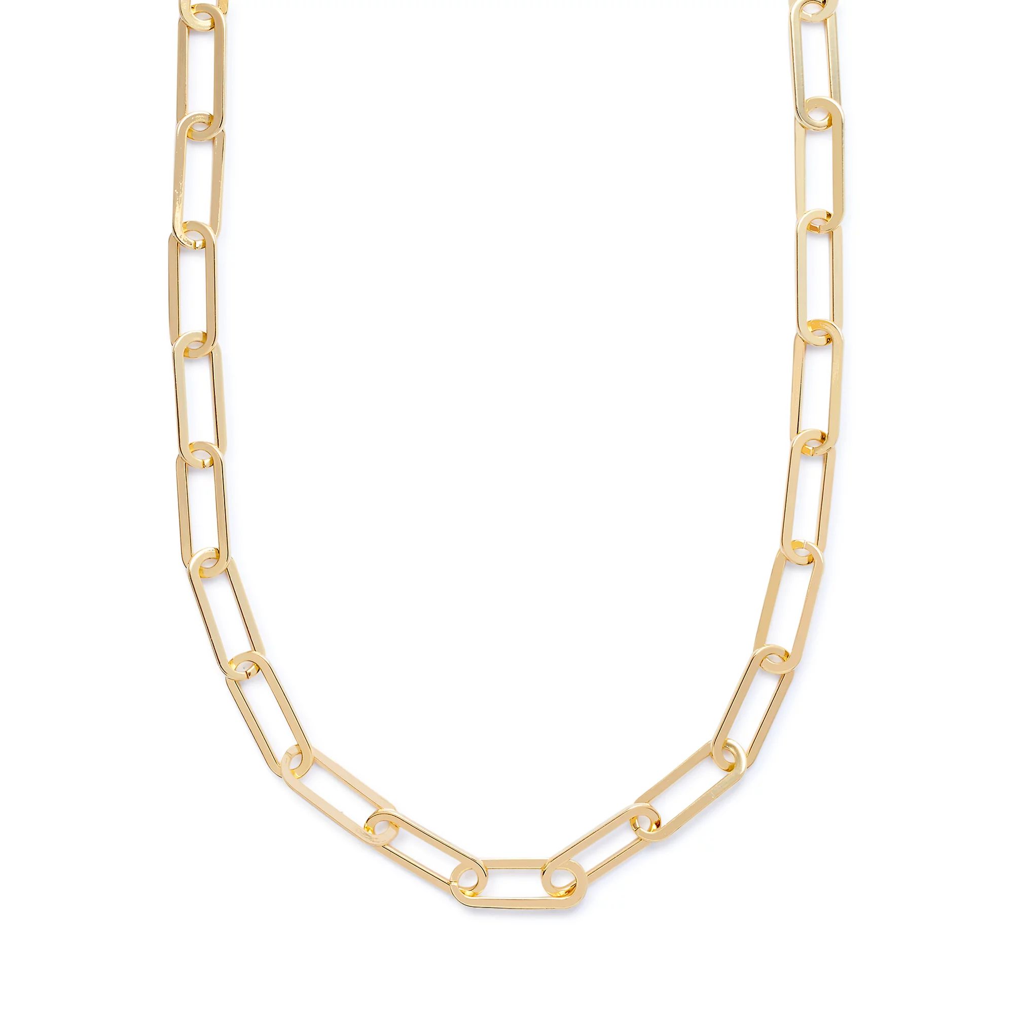 Scoop Brass 14KT Gold Flash Plated Paper Clip Chain Necklace | Walmart (US)