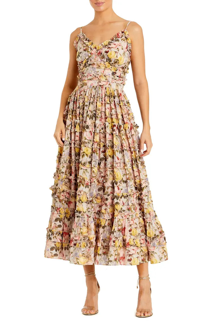 Floral Print Ruffle Tiered Midi Dress | Nordstrom