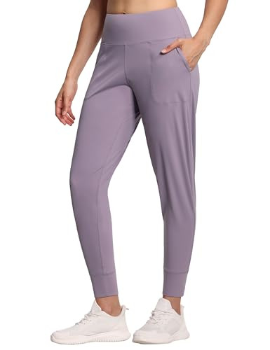 THE GYM PEOPLE Women's Joggers Pants Lightweight Athletic Leggings Tapered Lounge Pants for Workout, Yoga, Running Grey Purple | Amazon (US)