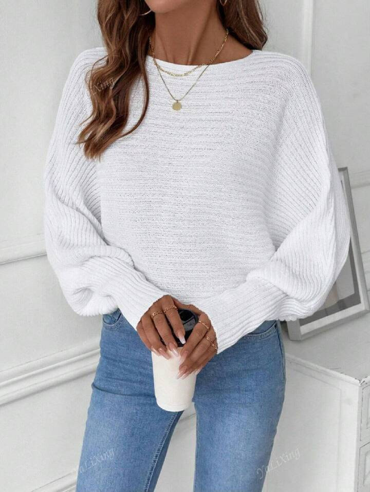 TrendsWomen Plain Crew Neck Long Sleeve Casual Top, Minimalist Design For Daily Wear | SHEIN