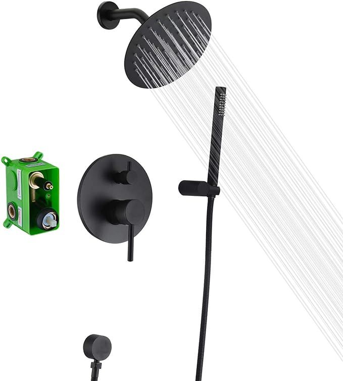 Black Shower Fixtures, Matte Black Shower Faucet Set, Black Shower System with Rain Shower and Ha... | Amazon (US)