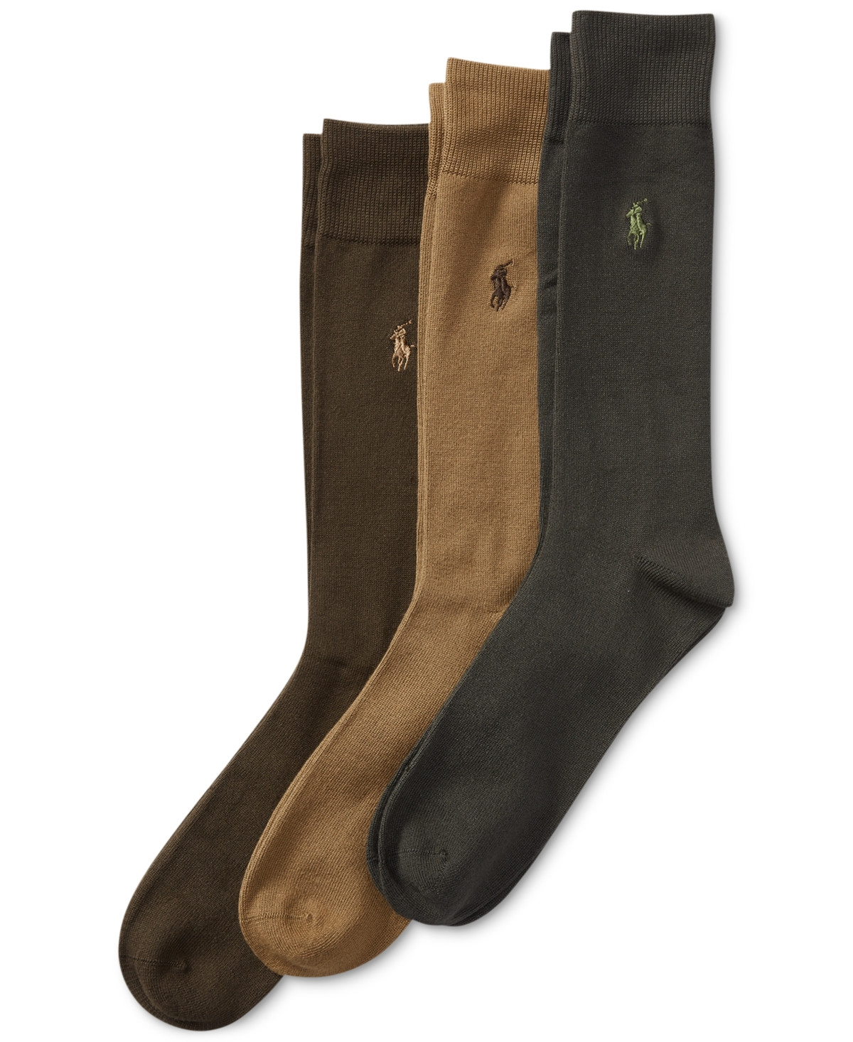 Polo Ralph Lauren Men's 3-Pk. Supersoft Dress Socks - Khaki/Olive Assorted | Macy's