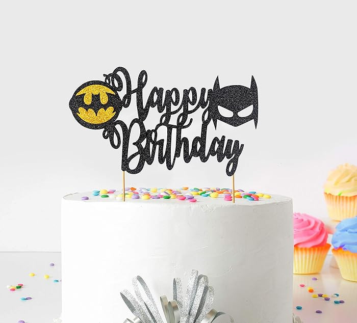 Btman Happy Birthday Cake Topper – Suprhero Party Decoration for Birthday, Celebration, or Even... | Amazon (US)