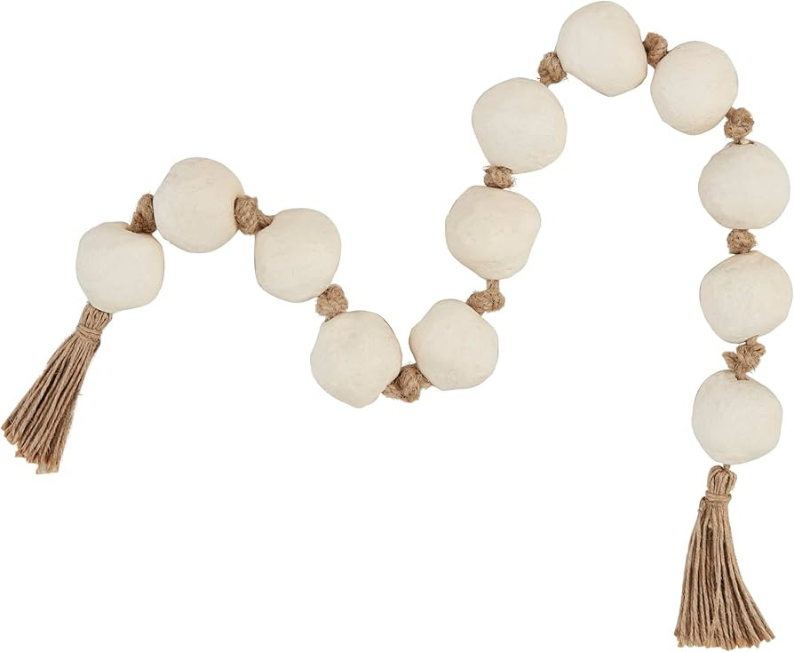 Mud Pie White Paper Mache Beads; 26" | Amazon (US)