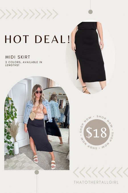 Midi skirt - $18! 
2 colors & 3 lengths (wearing a large reg) 

#LTKsalealert #LTKmidsize