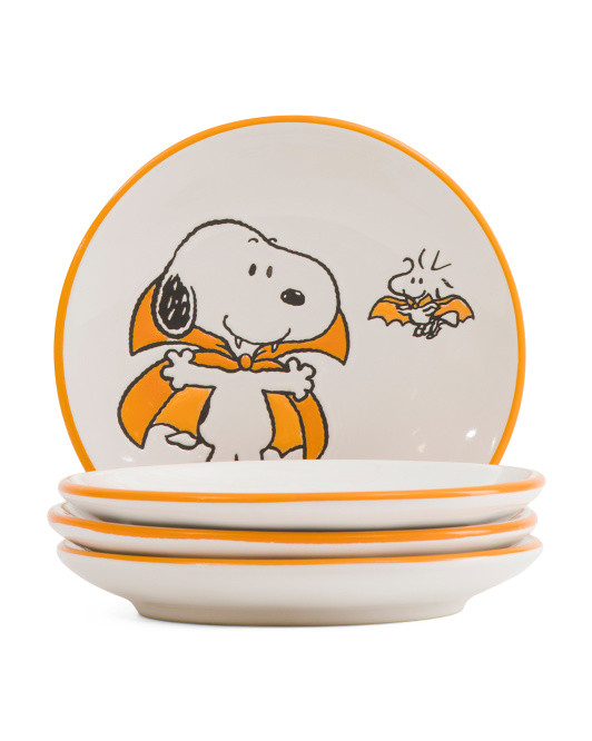 Set Of 4 Snoopy Halloween Costumes Appetizer Plates | TJ Maxx