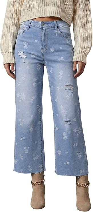 Dokotoo Womens High Waist Baggy Jeans Wide Leg Casual Petite 2026 8 Points Length Stretch Denim P... | Amazon (US)