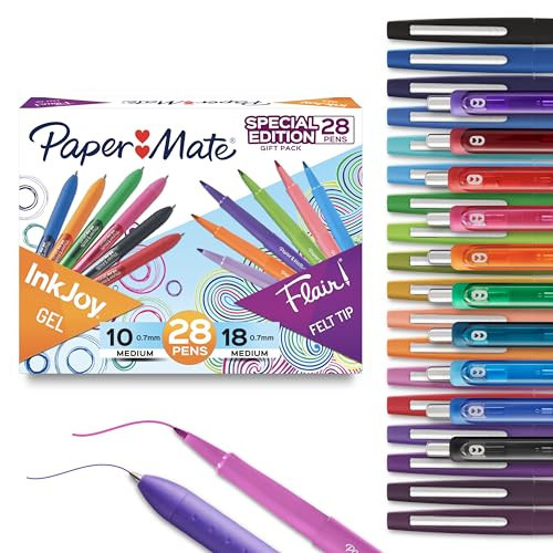 Paper Mate Pens Variety Pack, InkJoy Retractable Gel Pens, Flair Felt Tip, 28 Count - Assorted Colors, Smooth Writing, Fast Drying | Amazon (US)