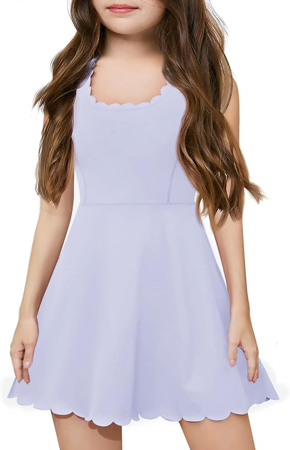Batermoon Girls Athletic Tennis Dress with Shorts Kids Workout Exercise Golf Skirts Dresses with ... | Amazon (US)