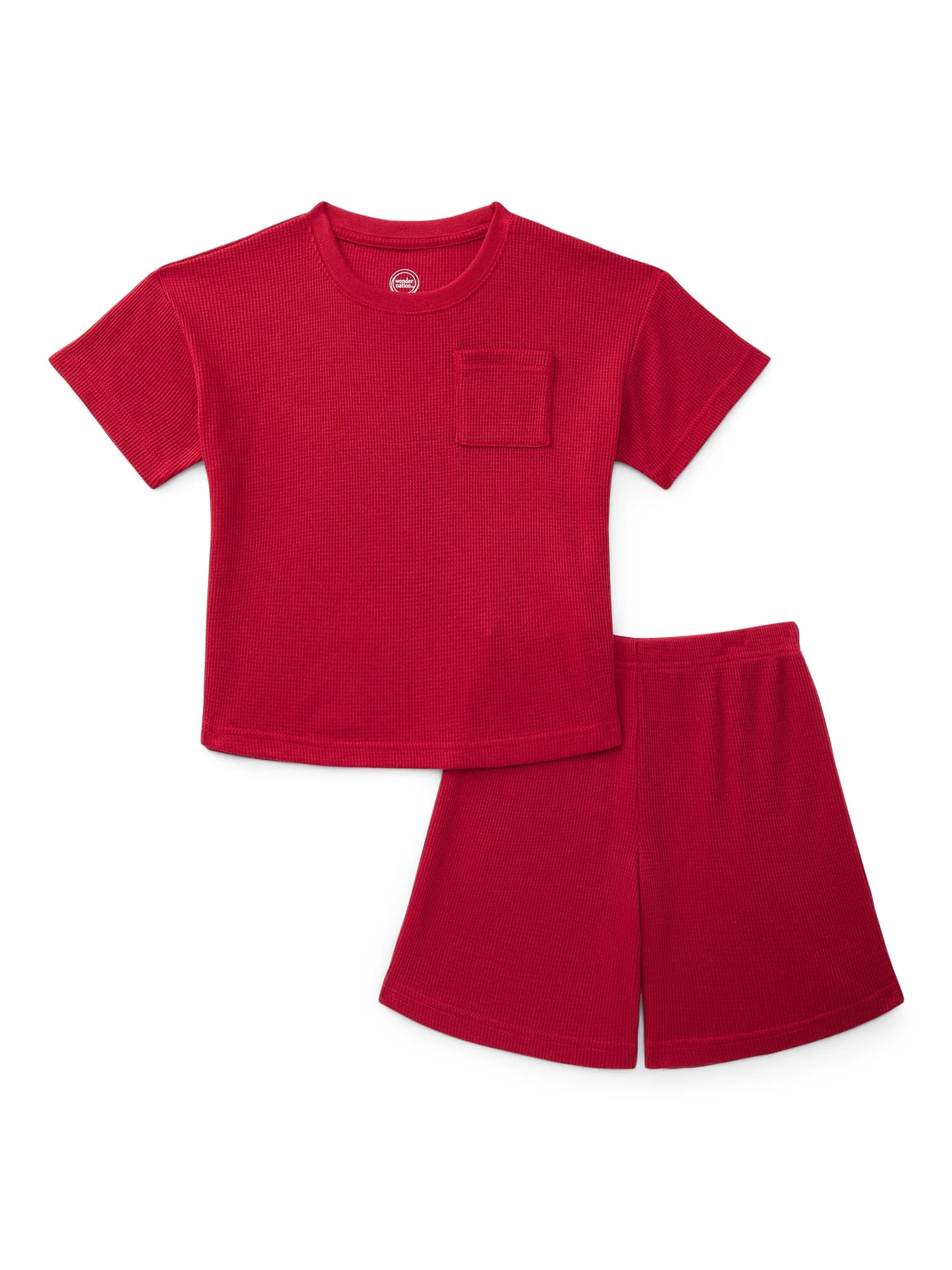Wonder Nation Boys Waffle Knit Short Sleeve Top and Shorts Pajama Set, 2-Piece, Sizes 4-18 | Walmart (US)